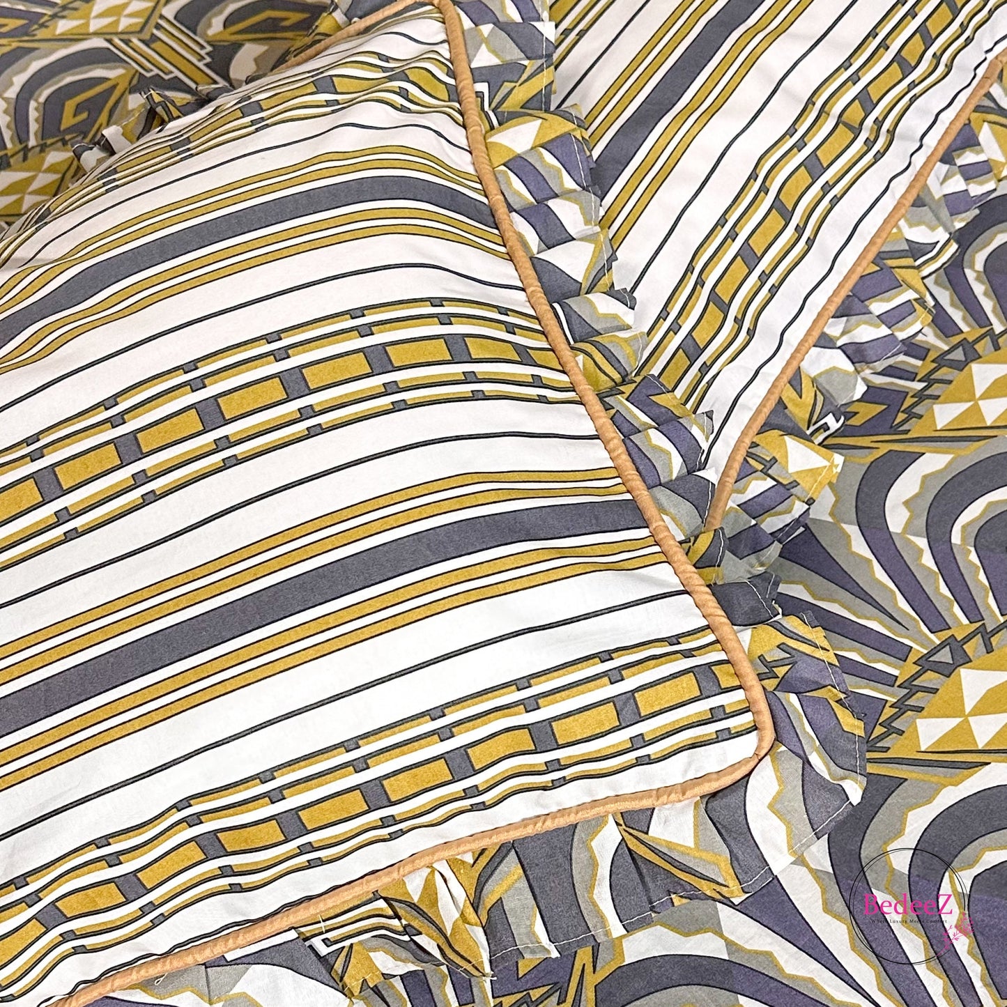 Art Deco Geometric Frill Cotton Bedsheet (4)