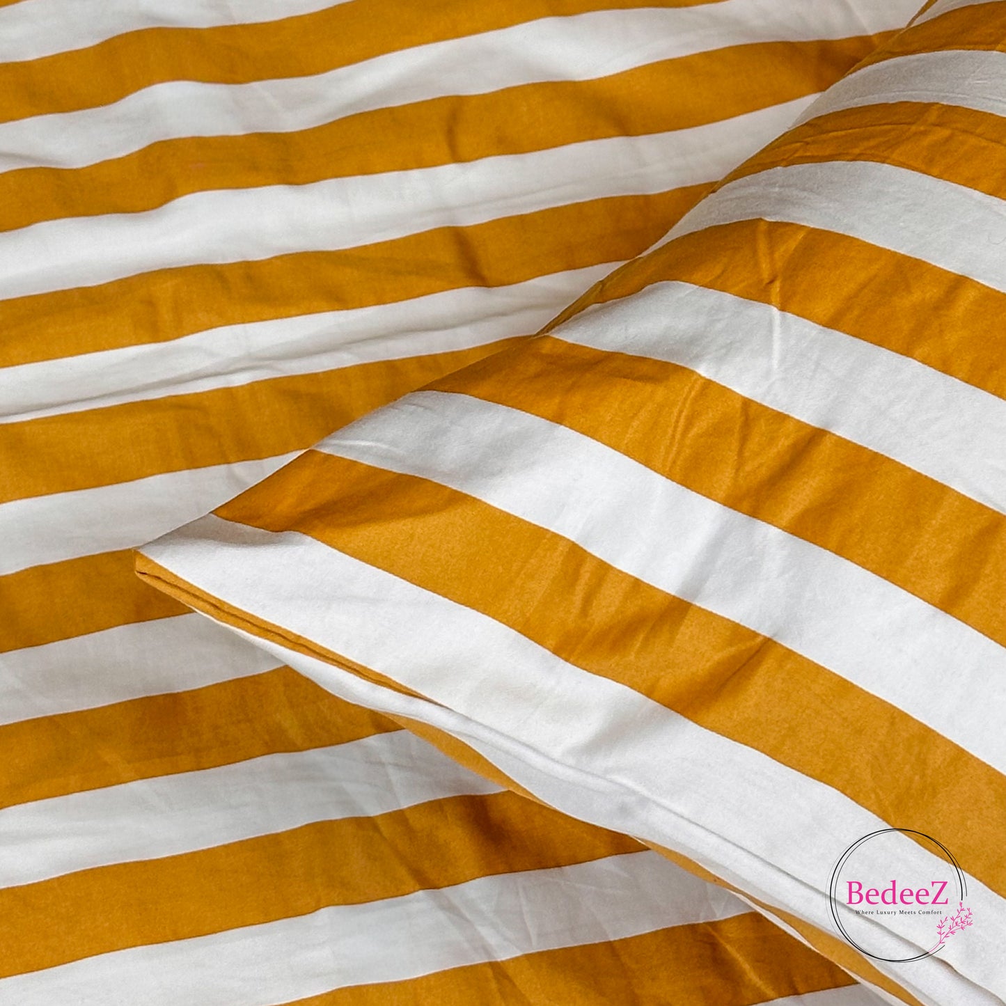 Golden Ochre Nautical Striped Single-Bed Bedsheet