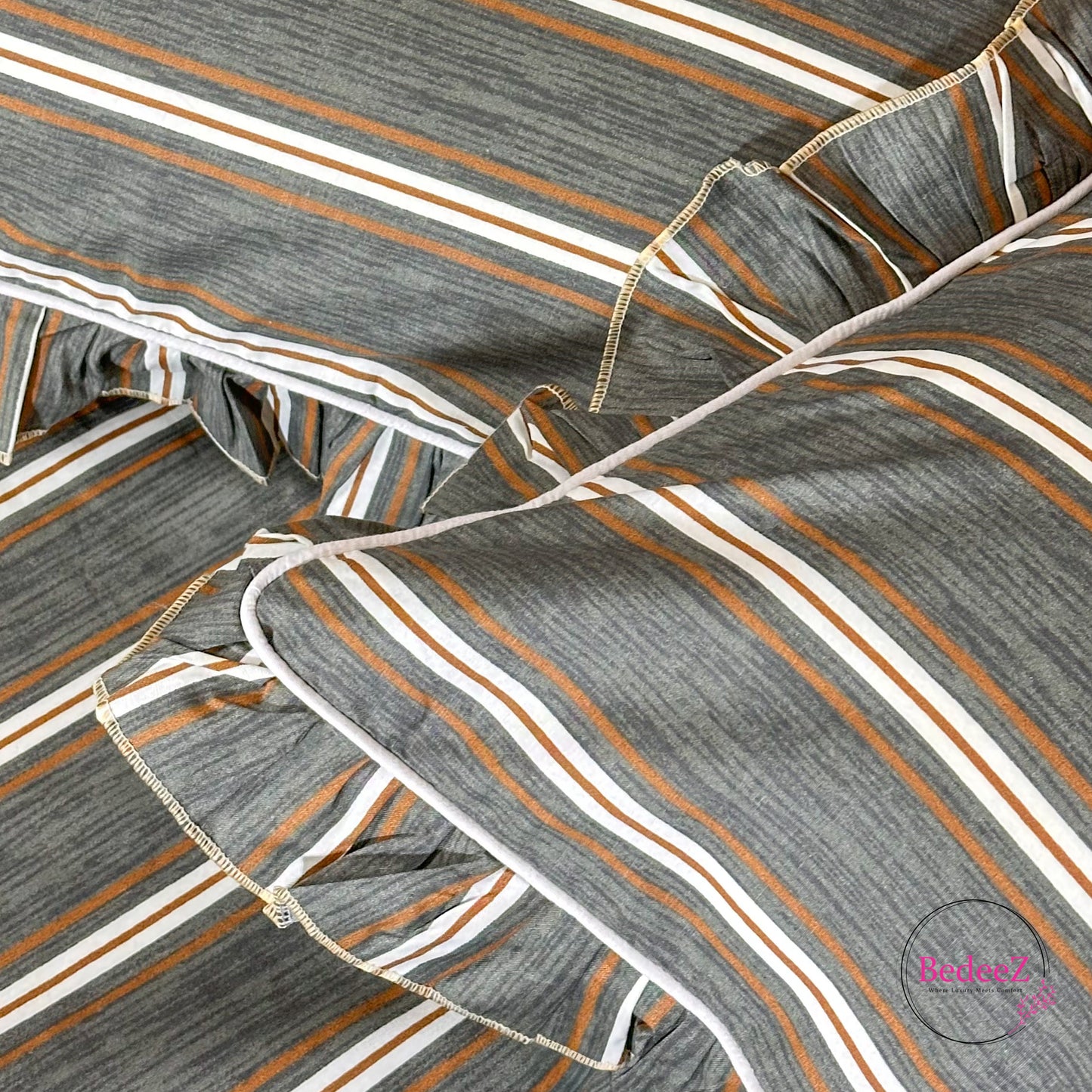 Slate Medallion Cotton Frill Bedsheet