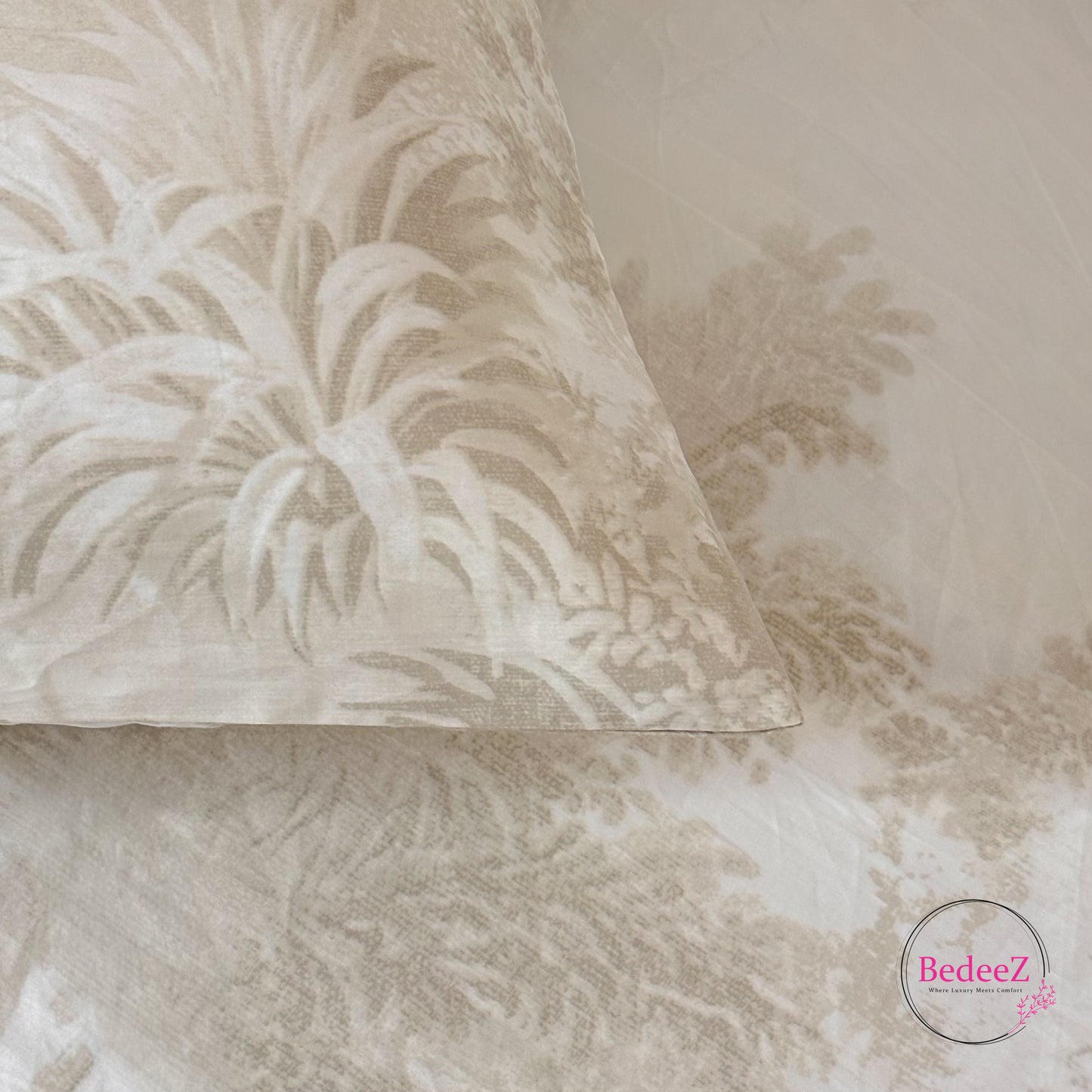 Ivory Woodland Cotton Double Bed Bedsheet
