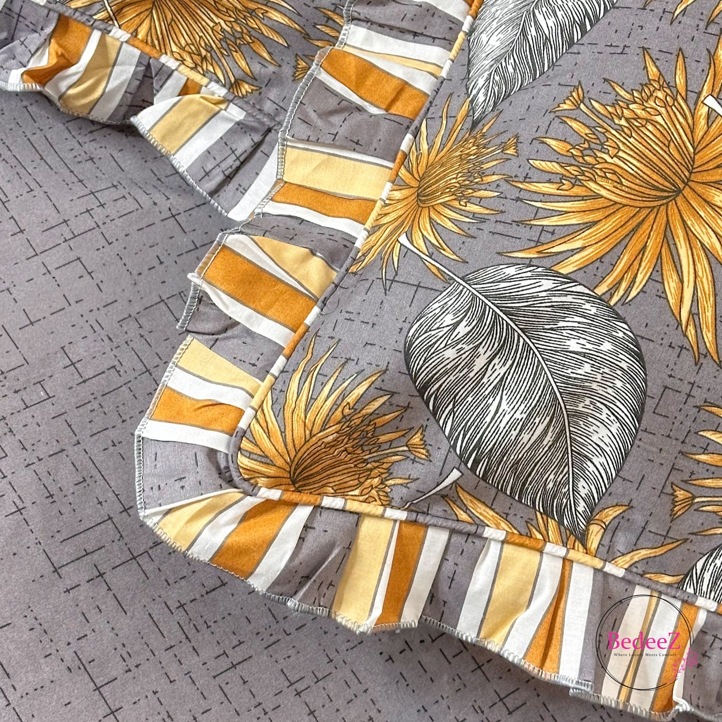 Slate Sunburst Cotton Frill Bedsheet