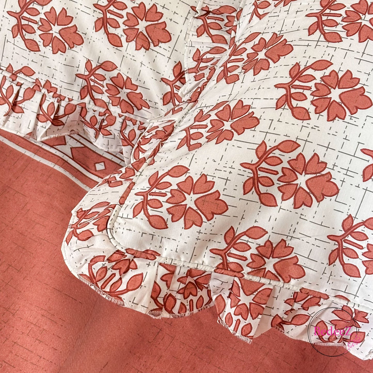 Terracotta Garden Cotton Frill Bedsheet