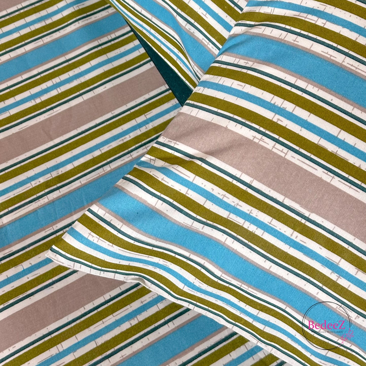 The Artisan Bloom & Stripe Ensemble Cotton Double Bed Bedsheet