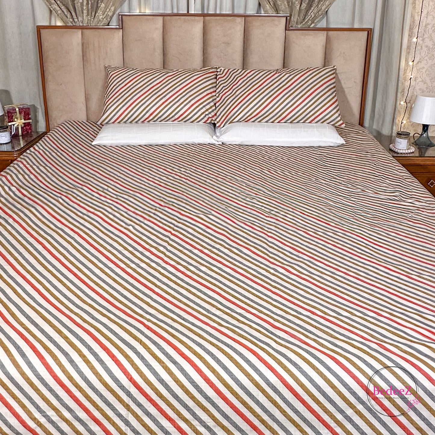 Classic Striped Cotton Double Bed Bedsheet (1)