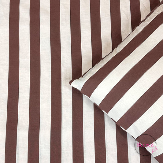 Chocolate Espresso Vertical Striped Single-Bed Bedsheet