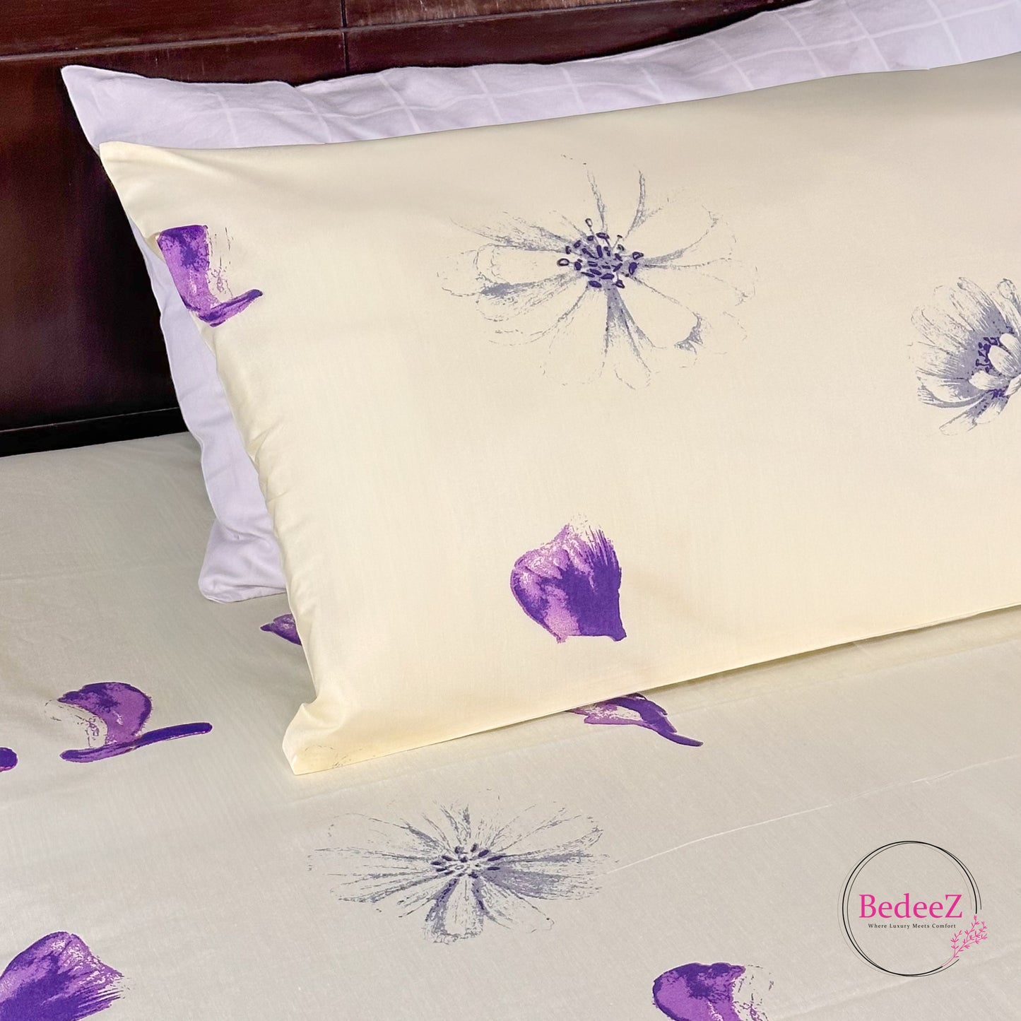 Purple Bloom Cotton Double Bed Bedsheet