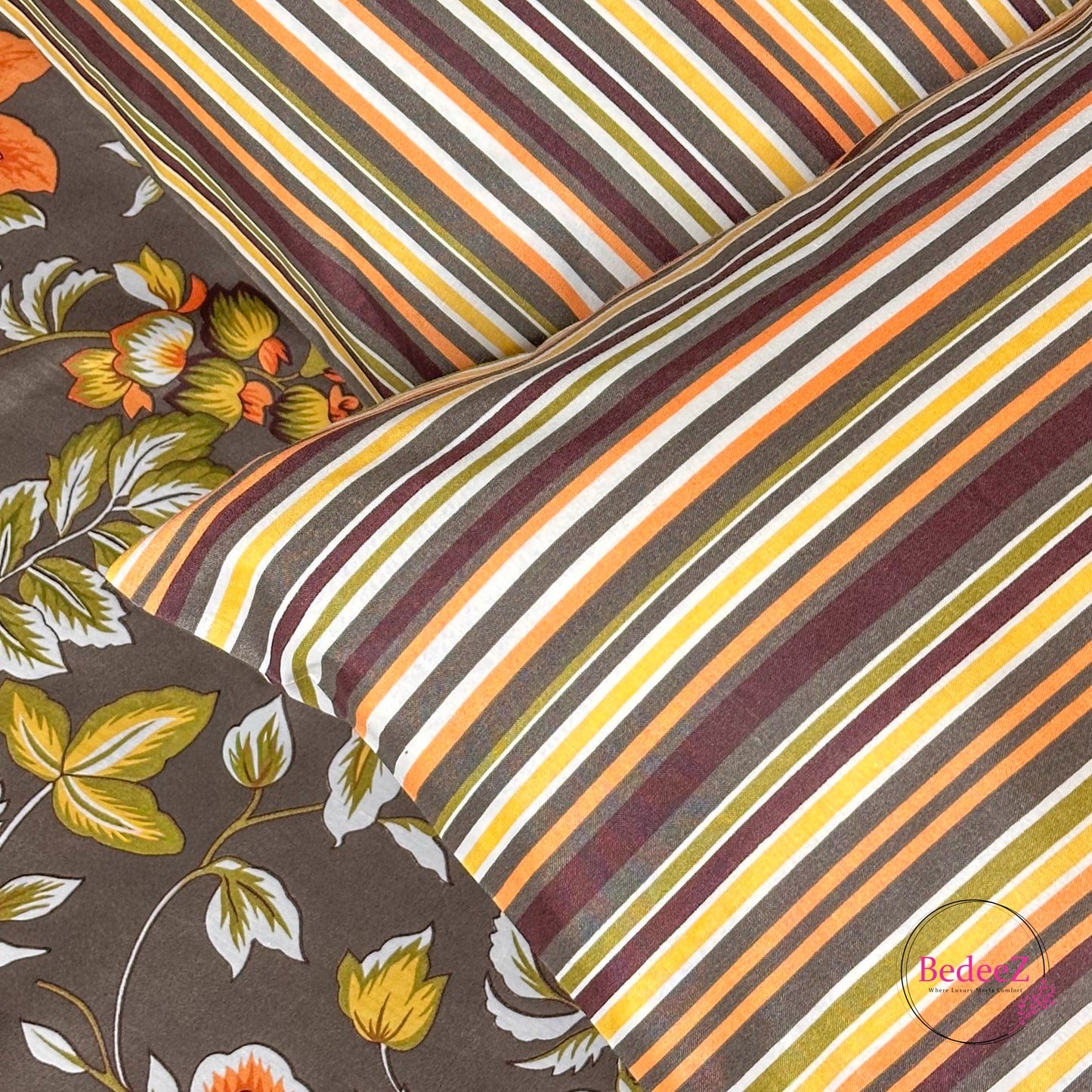 Sunset Botanical Cotton Double Bed Bedsheet