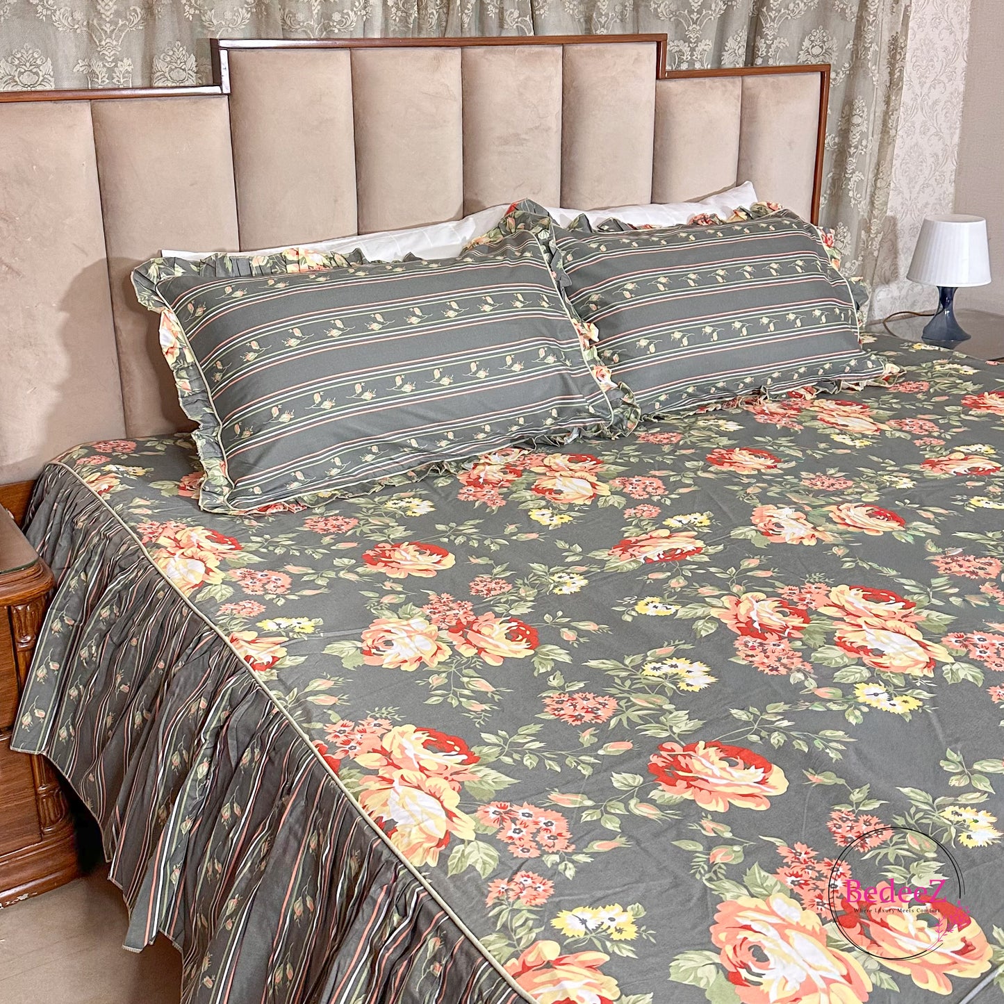 Scarlet Heritage Cotton Frill Bedsheet