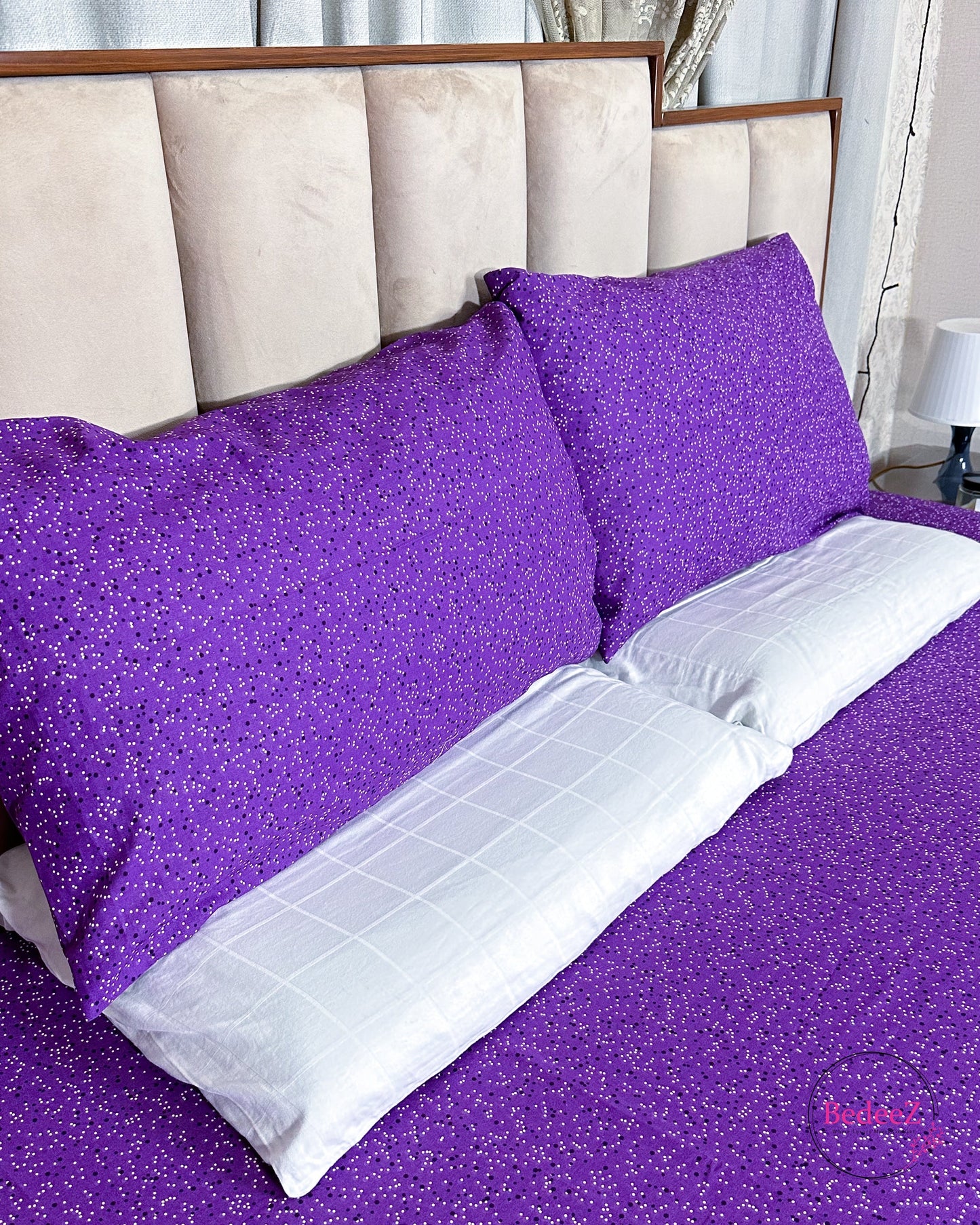 Bright Purple Dotted Double Bed Bedsheet