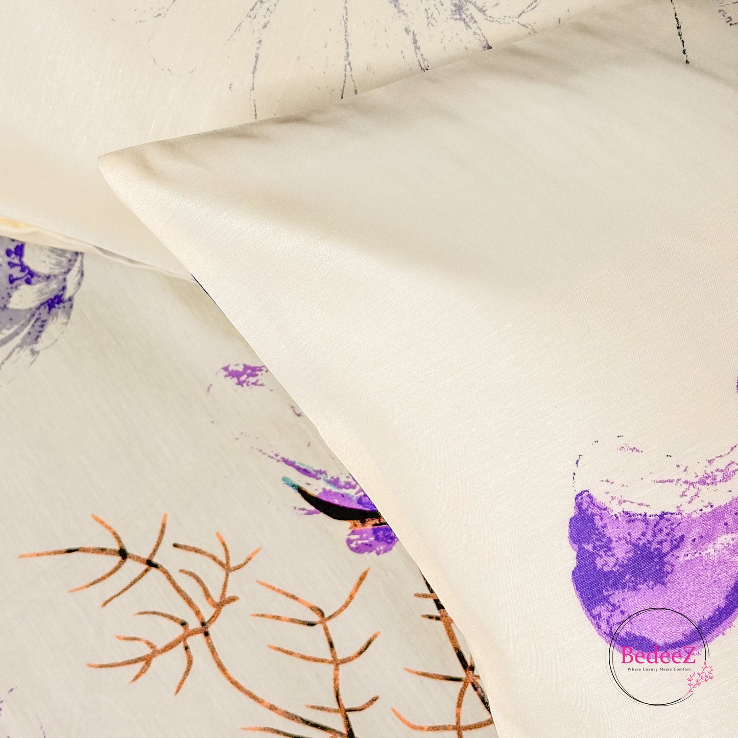 Purple Bloom Cotton Double Bed Bedsheet