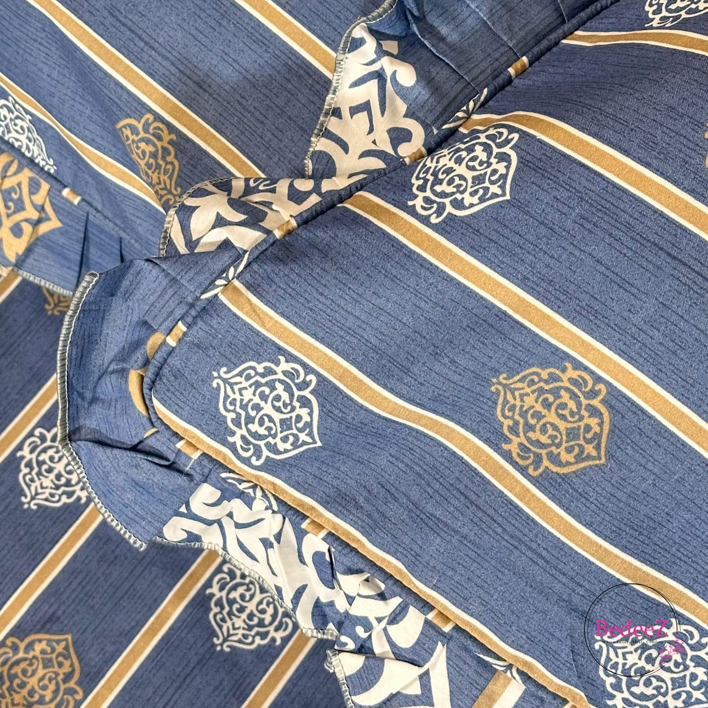 Royal Indigo Medallion Cotton Frill Bedsheet