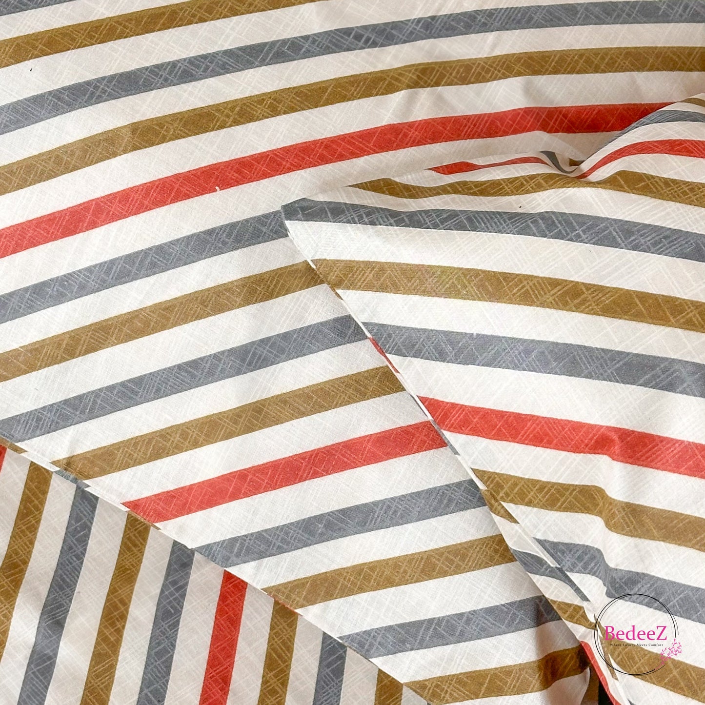 Classic Striped Cotton Double Bed Bedsheet (4)