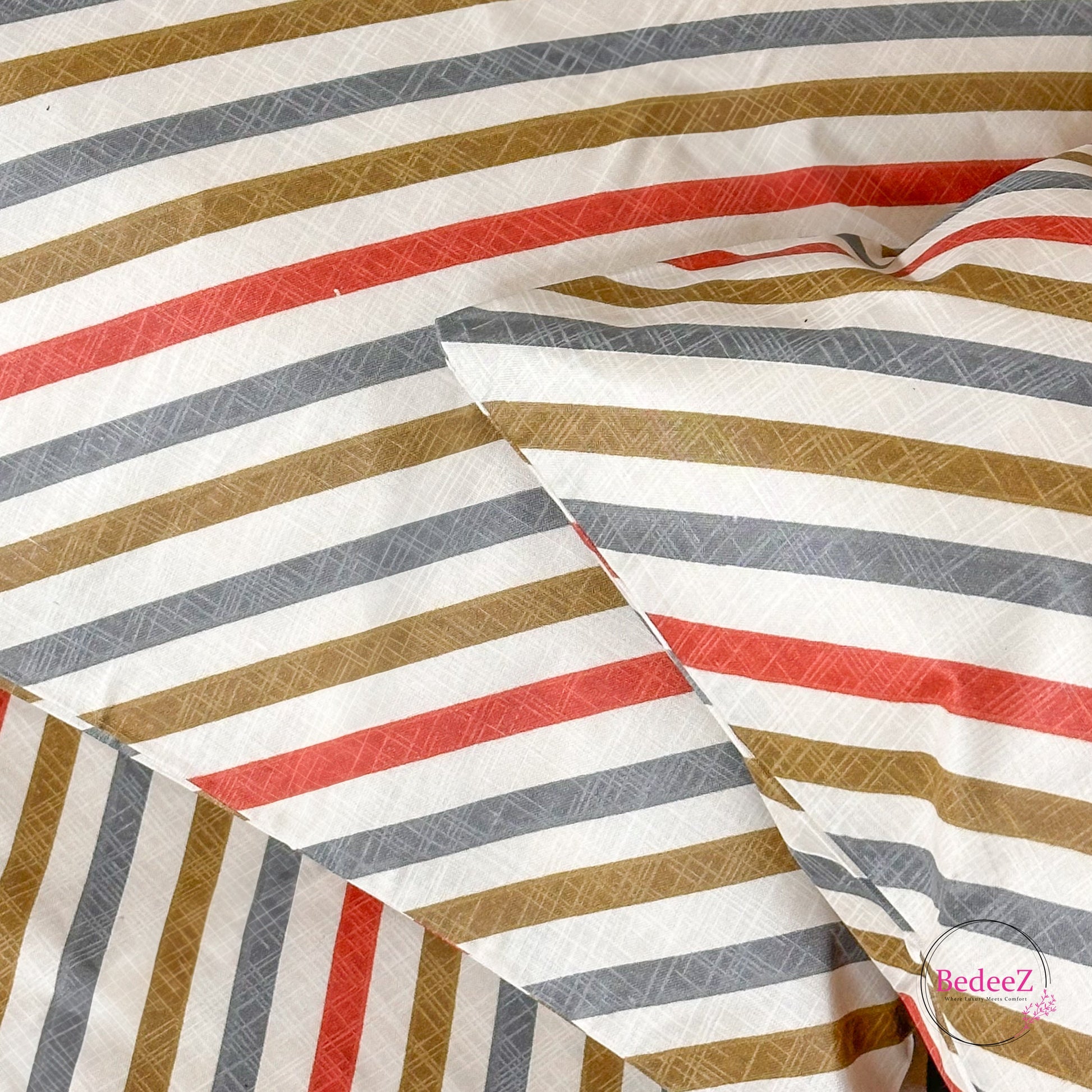 Classic Striped Cotton Double Bed Bedsheet (4)