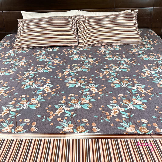 Midnight Meadow Cotton Double Bed Bedsheet