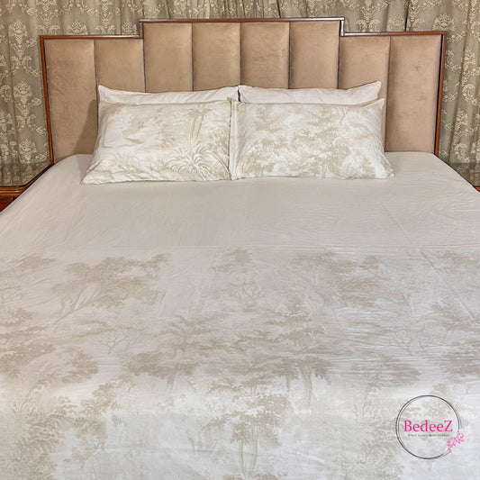 Ivory Woodland Cotton Double Bed Bedsheet