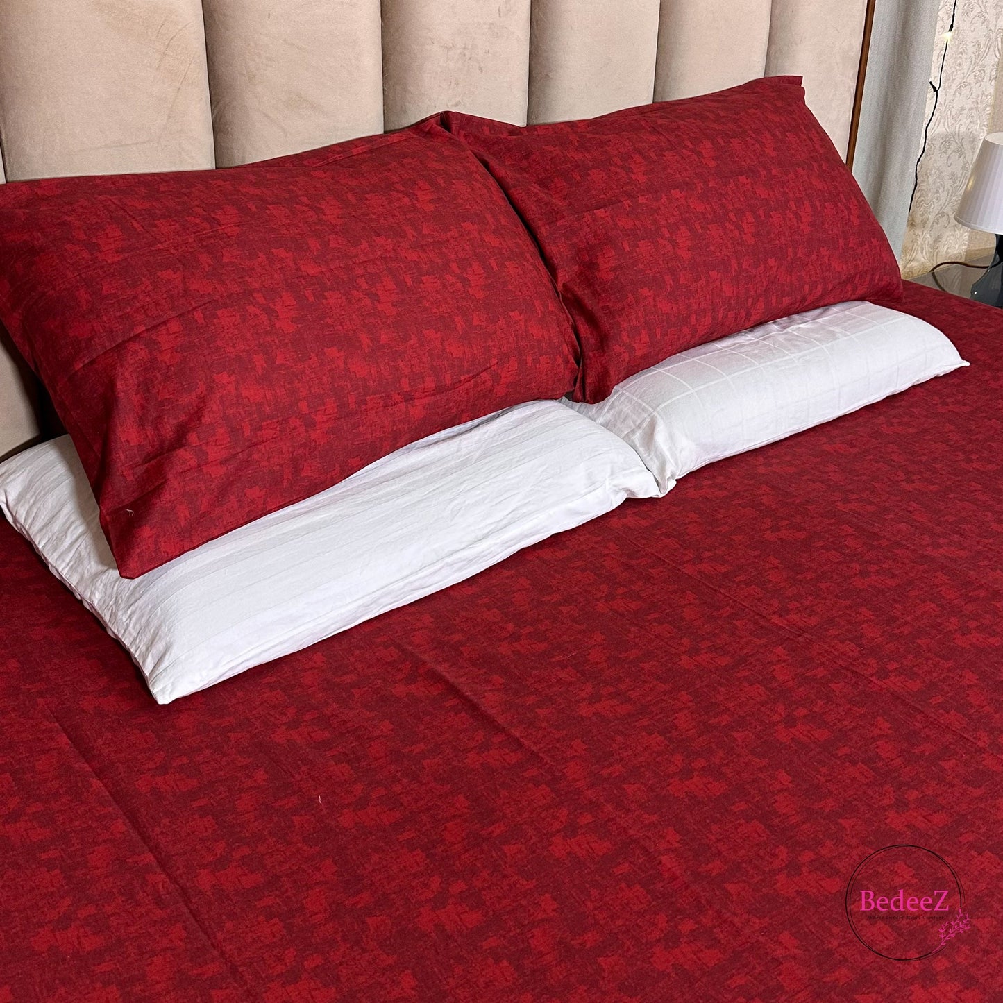 Crimson Elegance Double Bed Bedsheet Set (2)