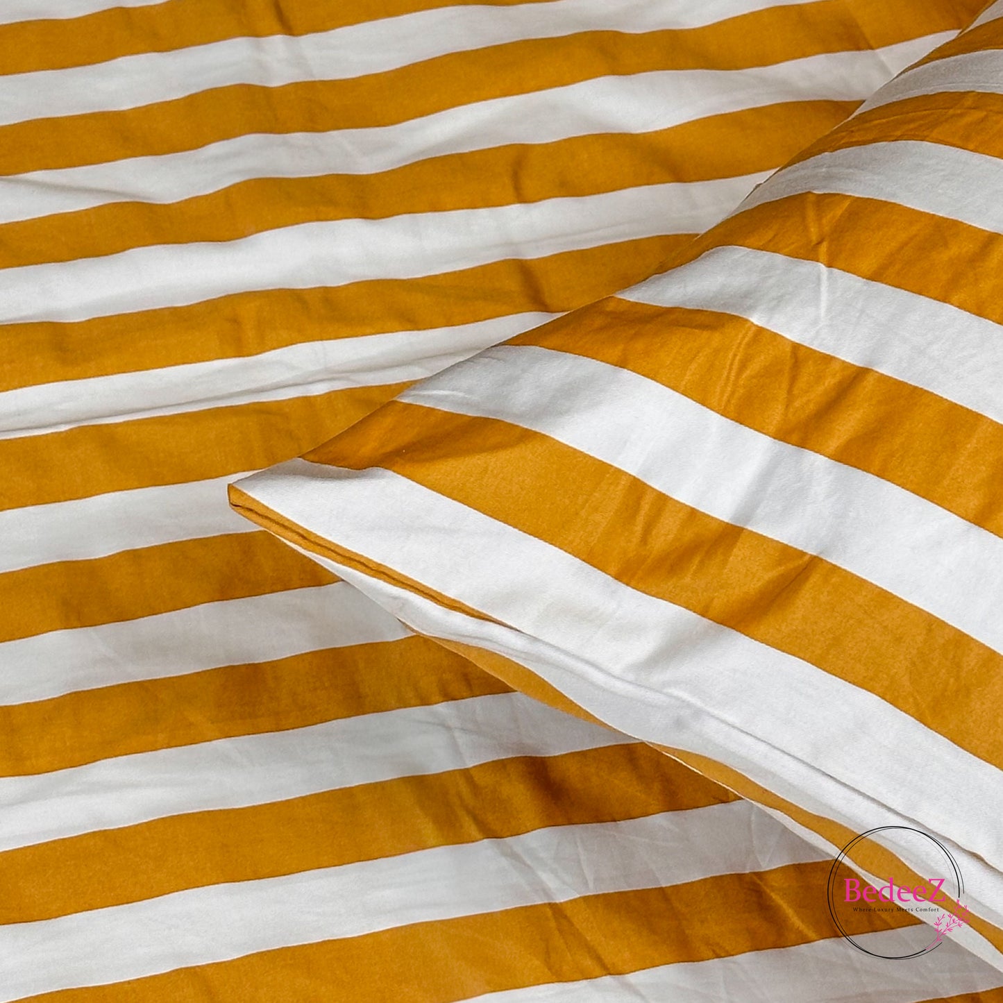 Golden Ochre Nautical Striped Single-Bed Bedsheet