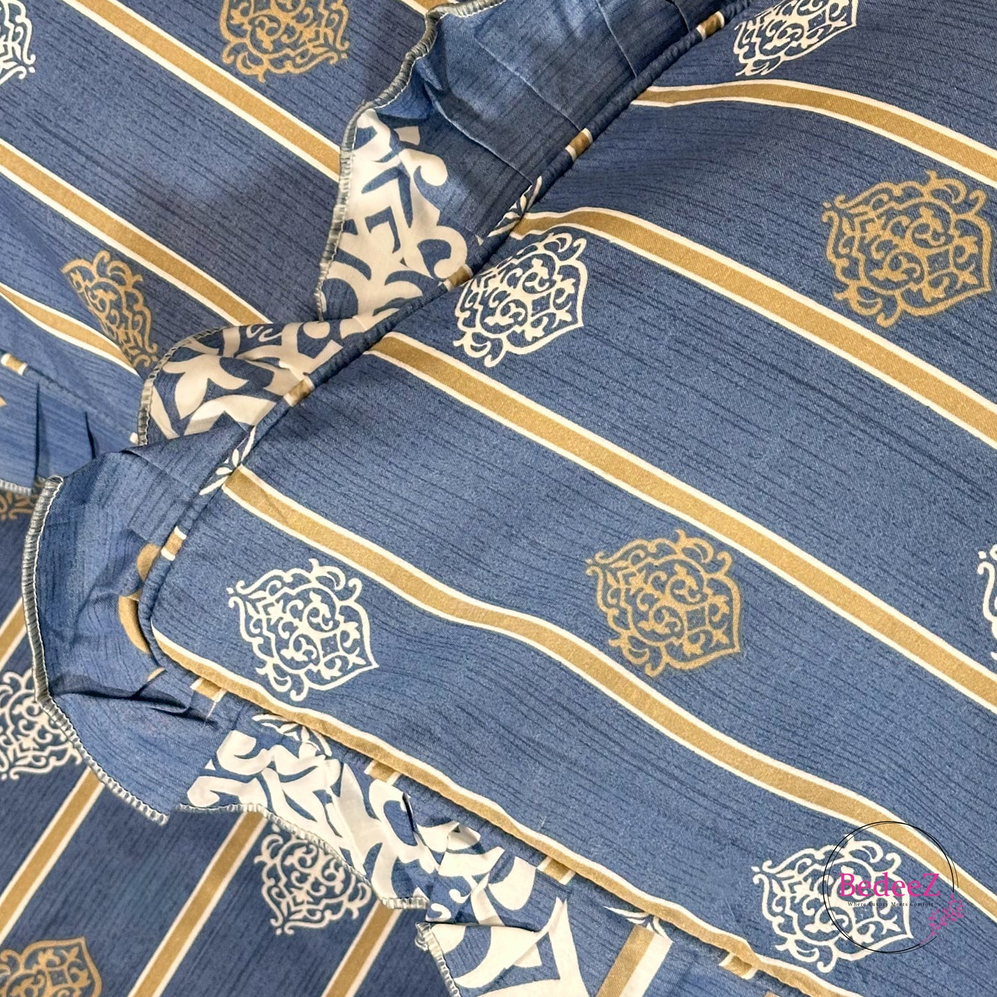 Royal Indigo Medallion Cotton Frill Bedsheet