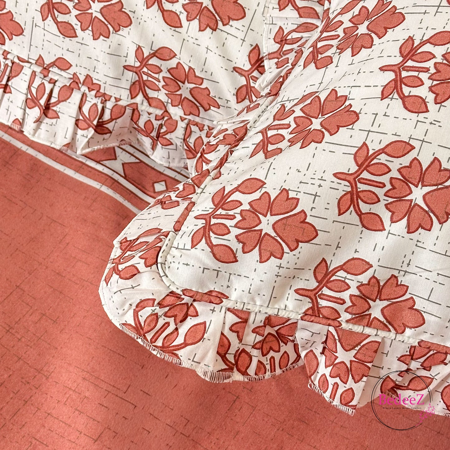 Terracotta Garden Cotton Frill Bedsheet