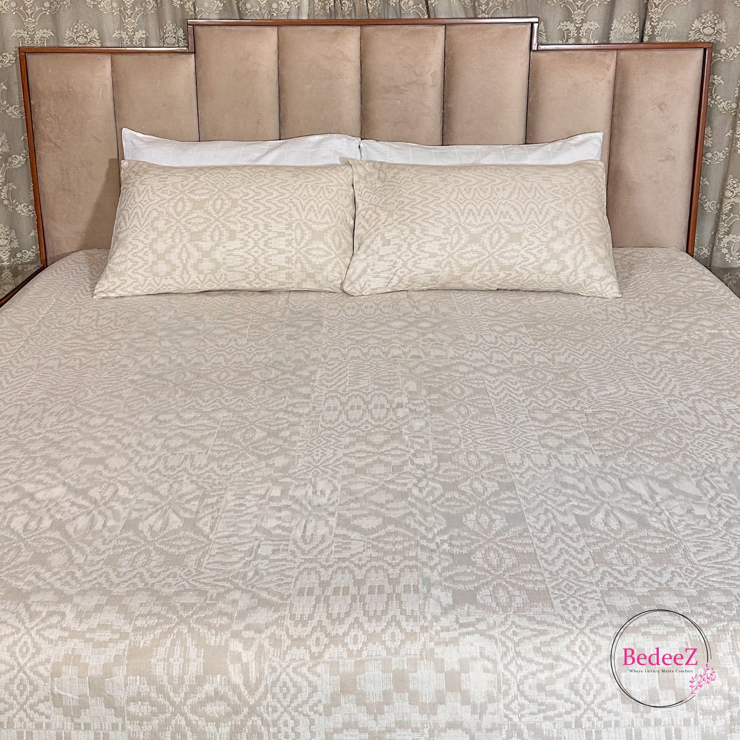 Cream Sandstone Cotton Double Bed Bedsheet