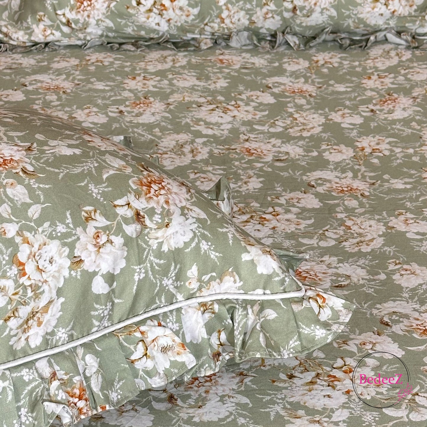 Sage Garden Cotton Frill Bedsheet