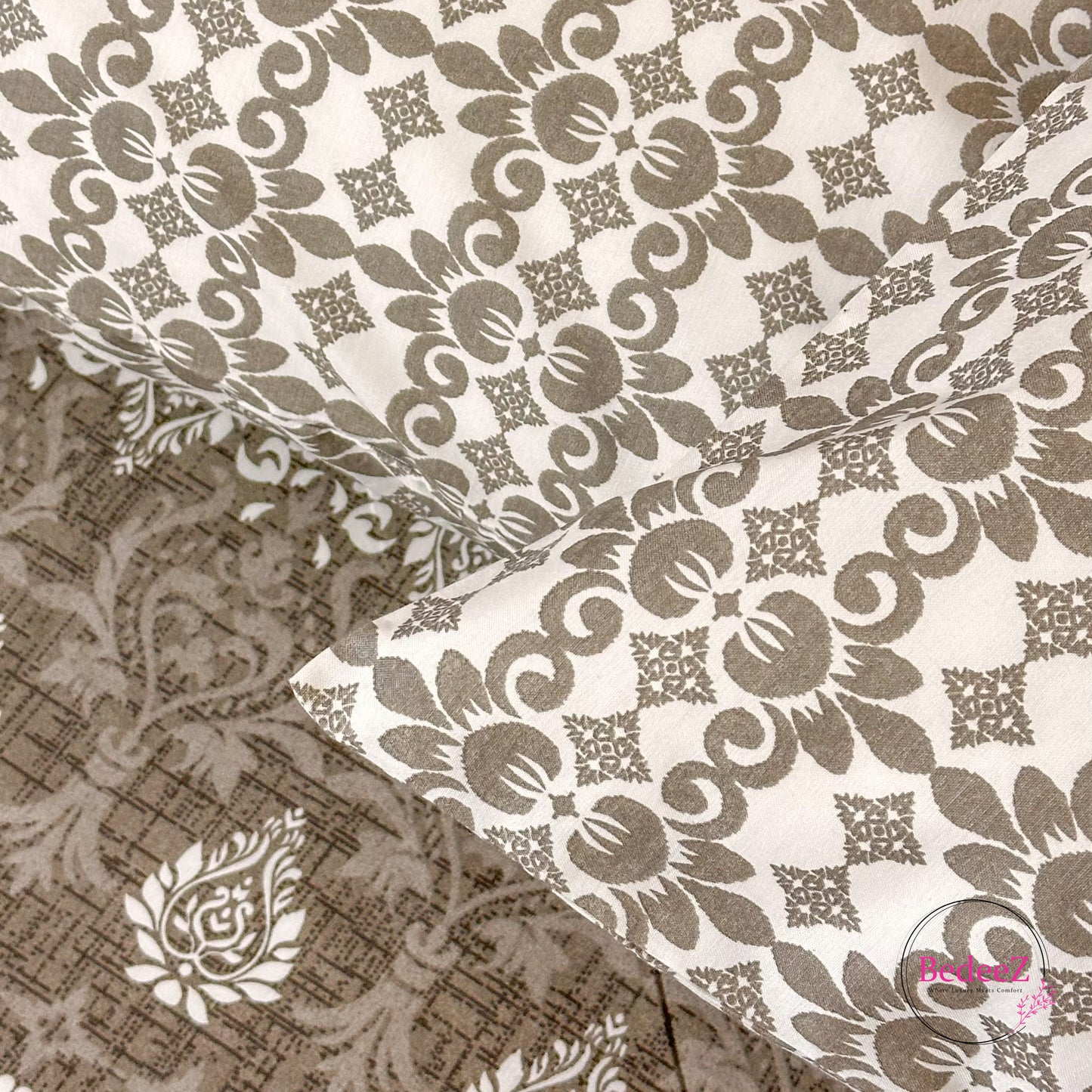 Slate Damask Luxe Cotton Double Bed Bedsheet