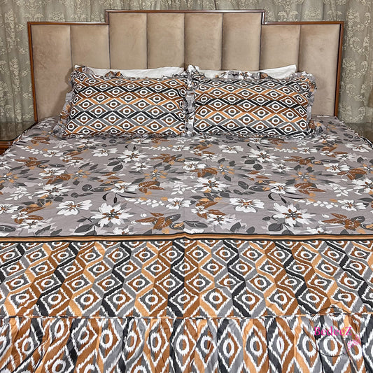 Slate Diamond Cotton Frill Bedsheet