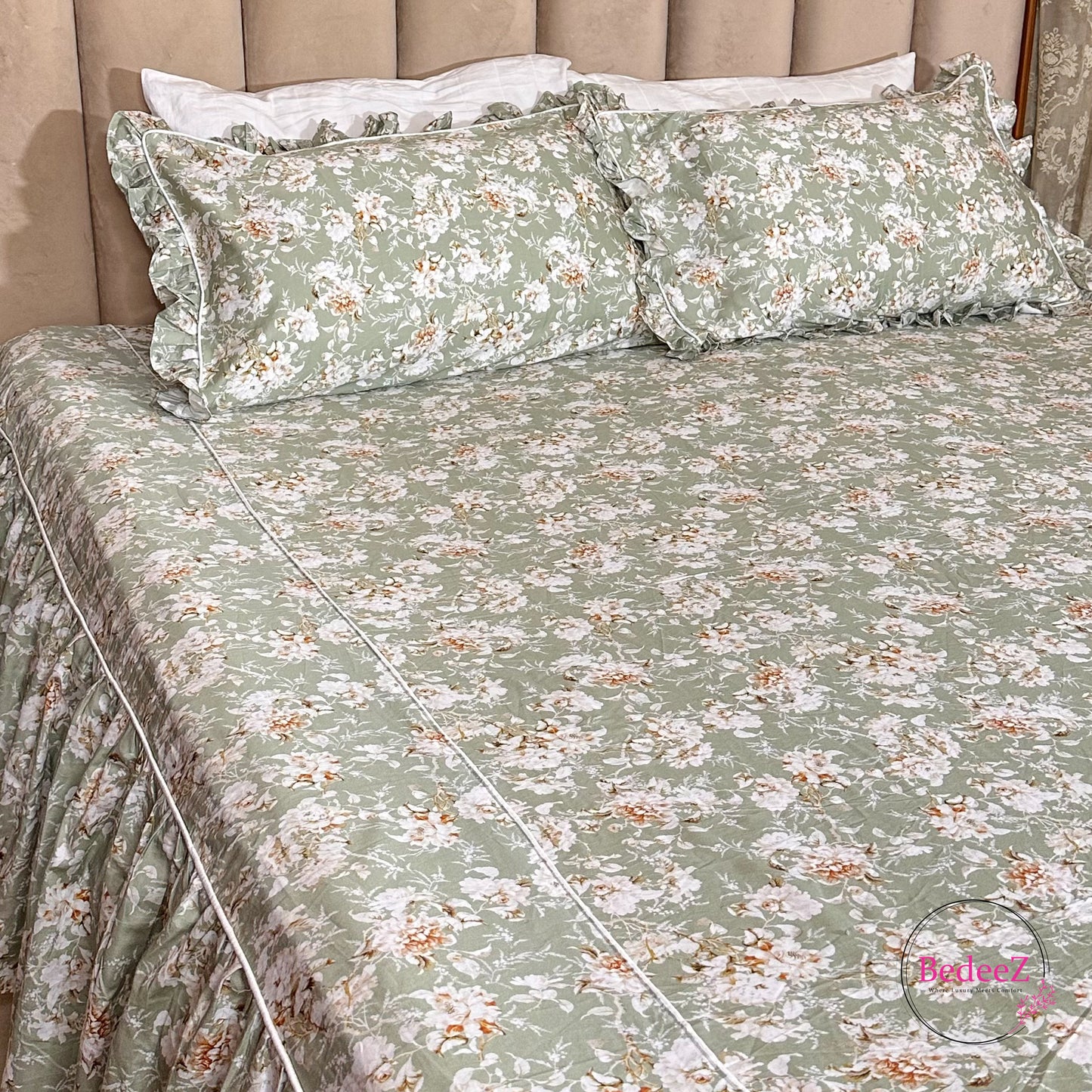 Sage Garden Cotton Frill Bedsheet