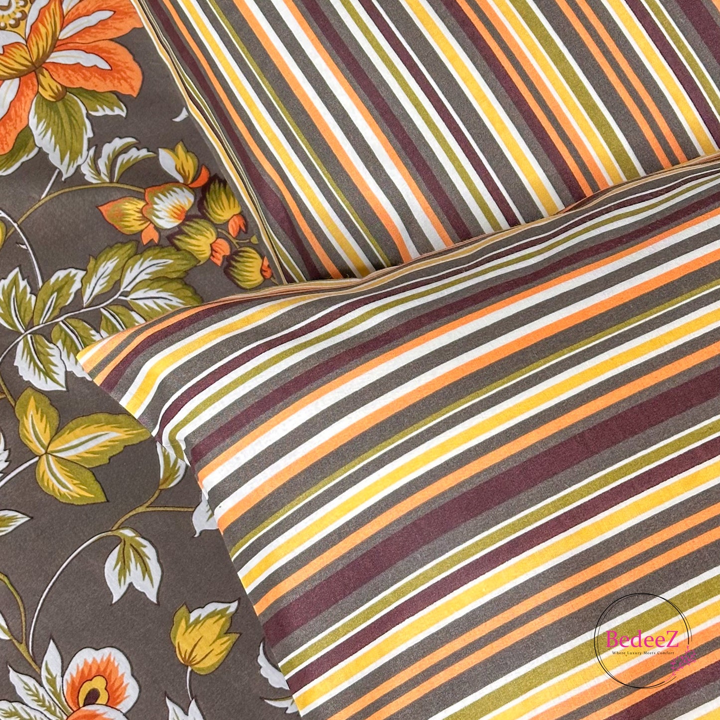 Sunset Botanical Cotton Double Bed Bedsheet