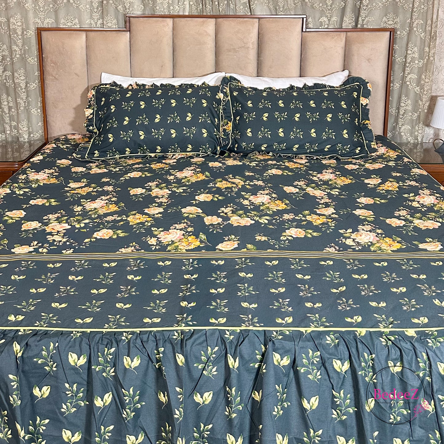Emerald Garden Cotton Frill Bedsheet