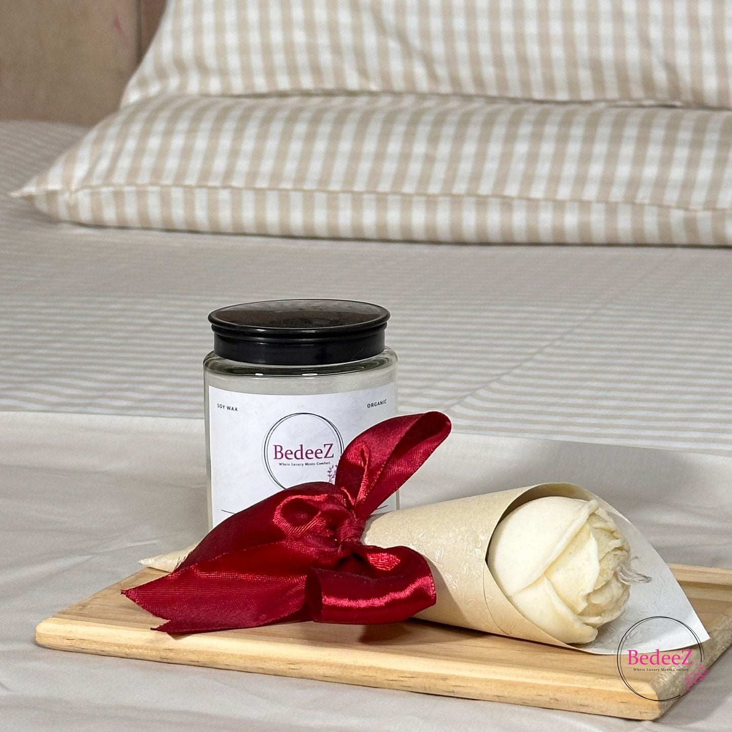 Classic Ivory & Beige Gingham Quilt Cover Double Bed Bedsheet Set (3)