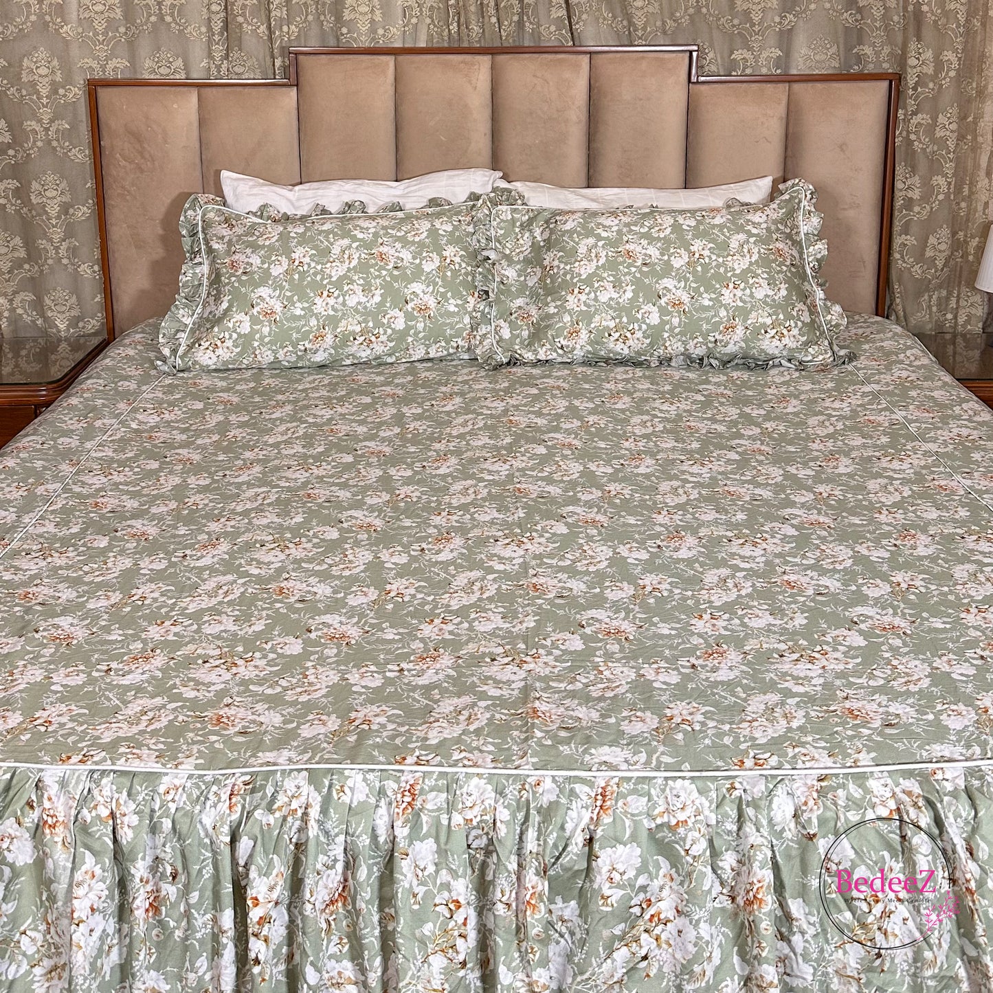 Sage Garden Cotton Frill Bedsheet