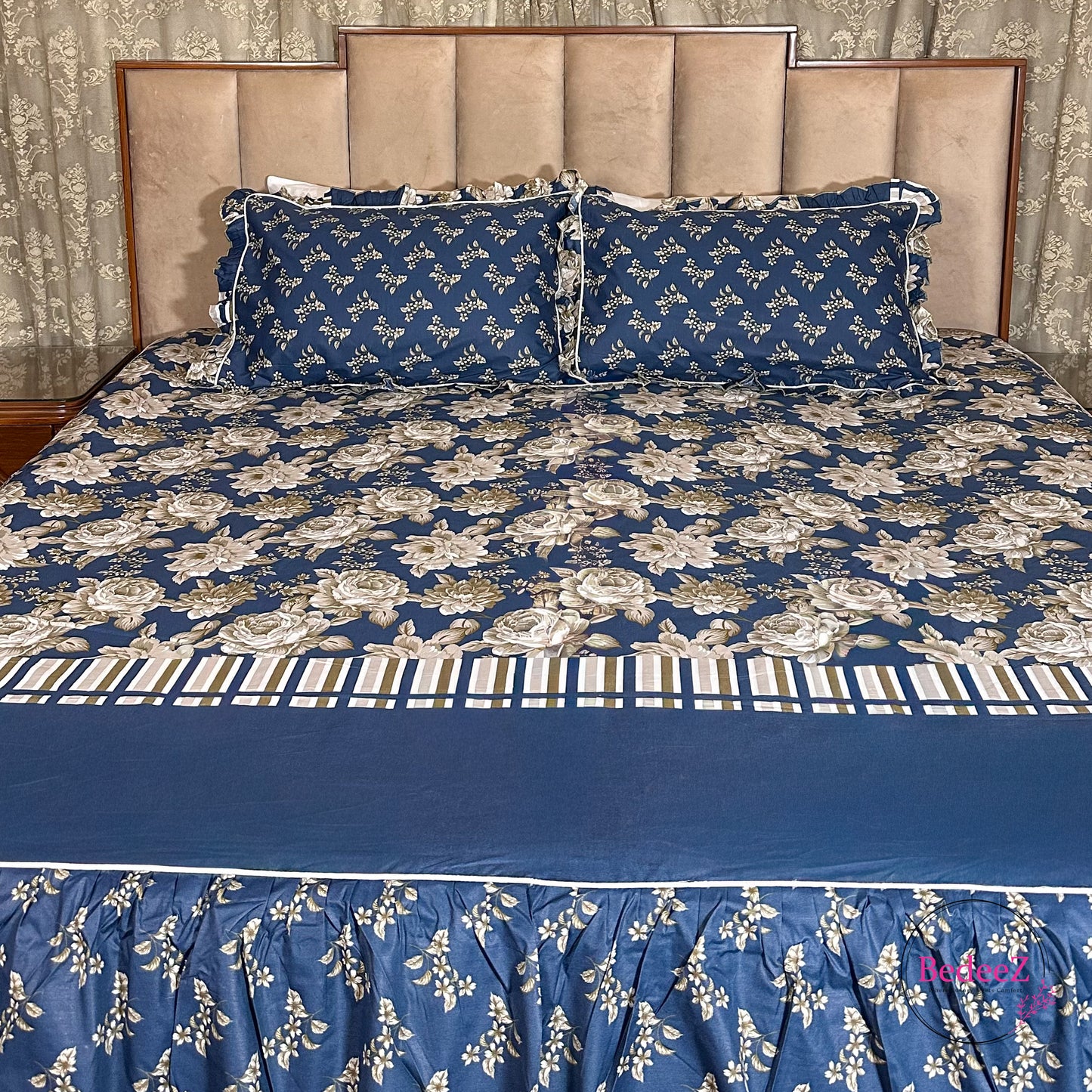 Midnight Rose Cotton Frill Bedsheet
