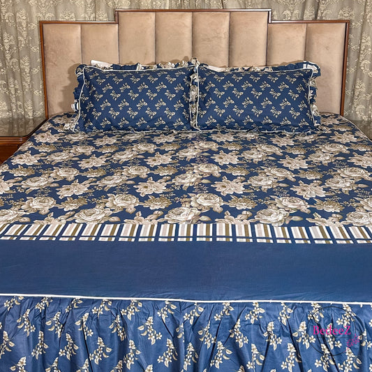 Midnight Rose Cotton Frill Bedsheet