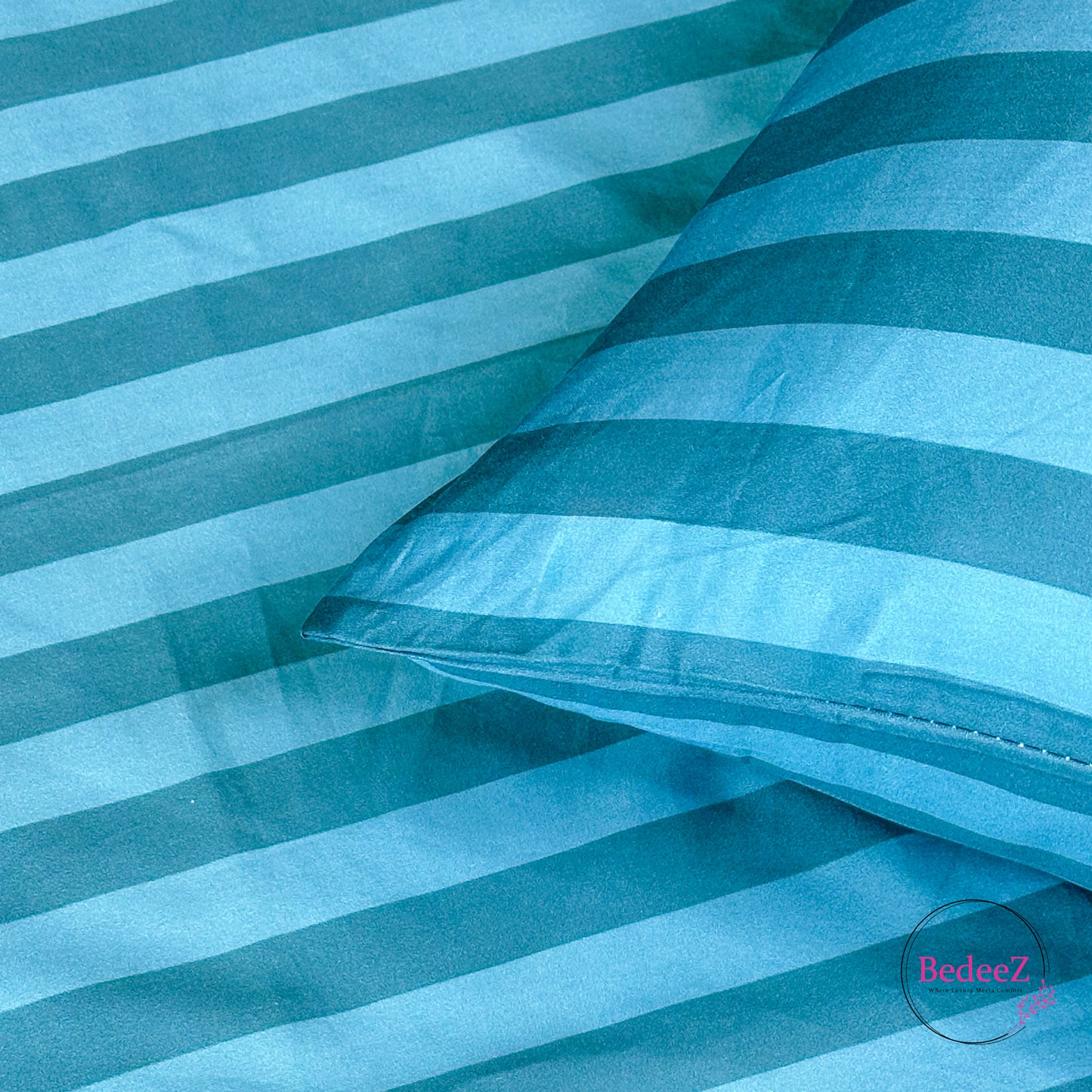 Oceanic Azure Striped Single-Bed Bedsheet