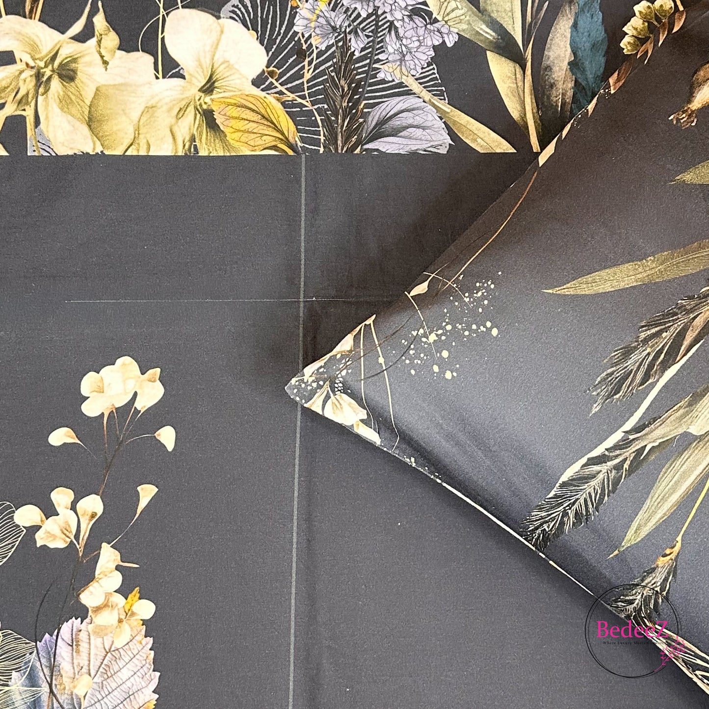 Midnight Meadow Premium Botanical Single-Bed Bedsheet