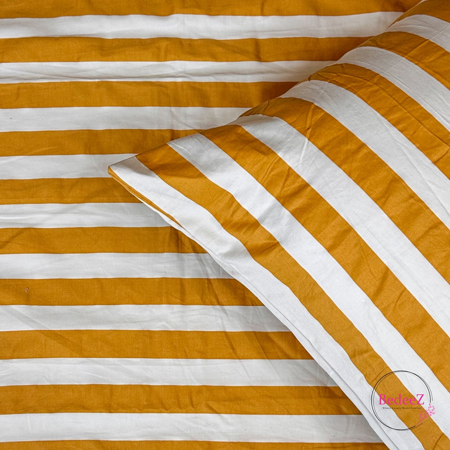 Golden Ochre Nautical Striped Single-Bed Bedsheet