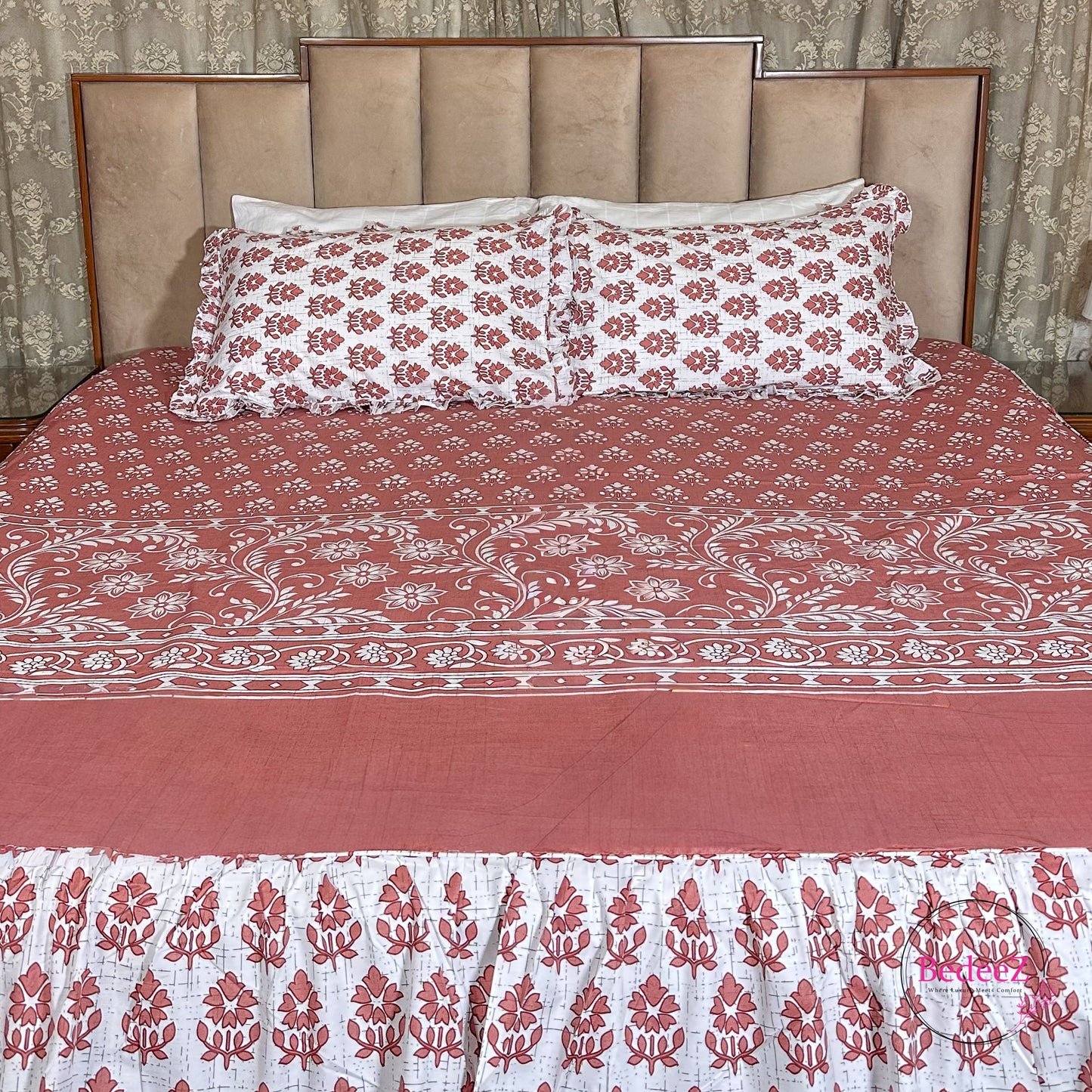 Terracotta Garden Cotton Frill Bedsheet