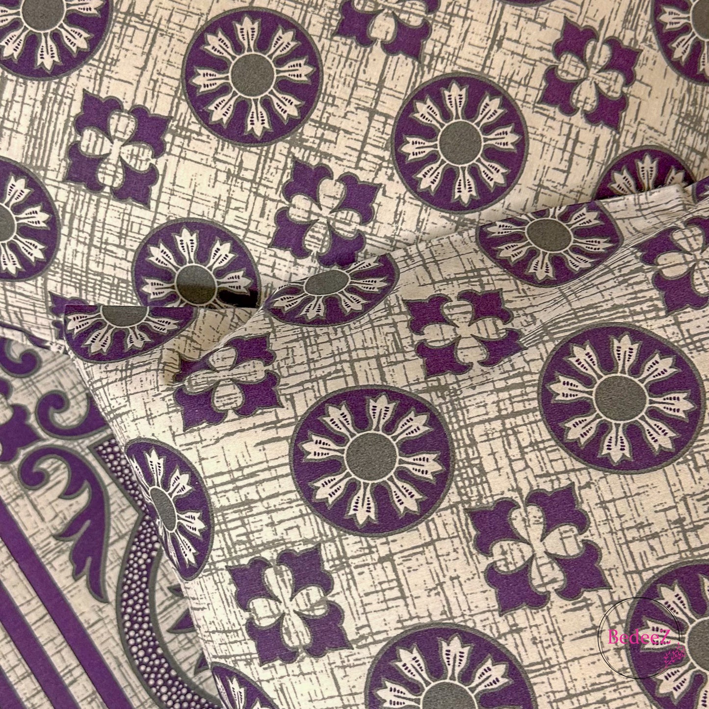 Classic Purple Block Print Double Bedsheet