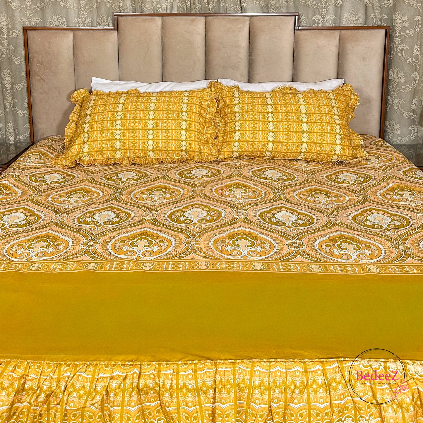 Golden Royal Cotton Frill Bedsheet