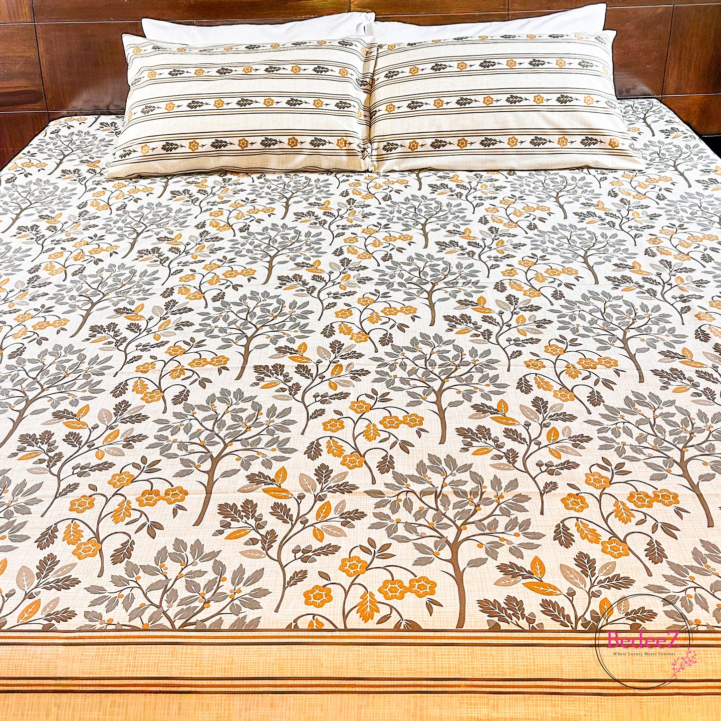Autumn Orchard Cotton Double Bed Bedsheet