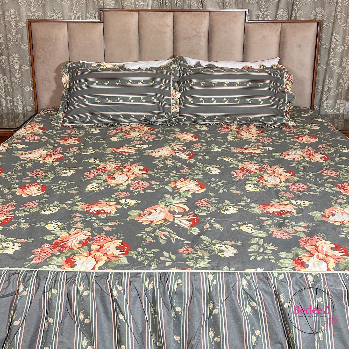 Scarlet Heritage Cotton Frill Bedsheet