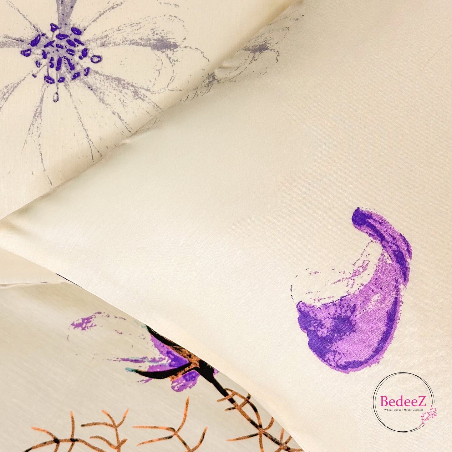 Purple Bloom Cotton Double Bed Bedsheet