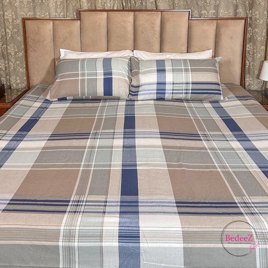 Urban Plaid Cotton Blend Cotton Double Bed Bedsheet