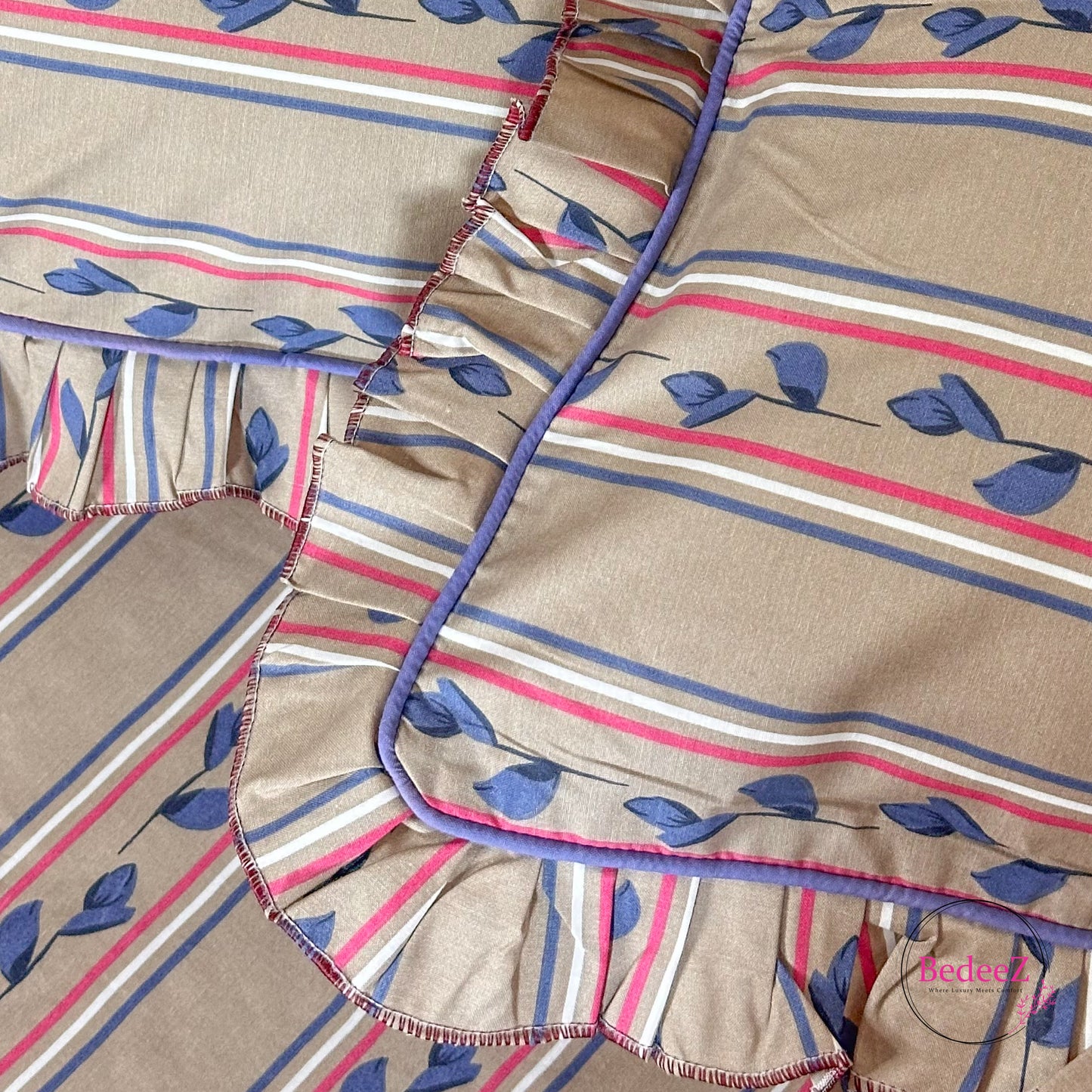 Mauve Bloom Cotton Frill Bedsheet