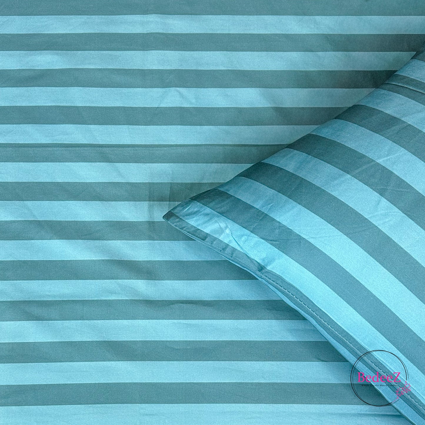Oceanic Azure Striped Single-Bed Bedsheet