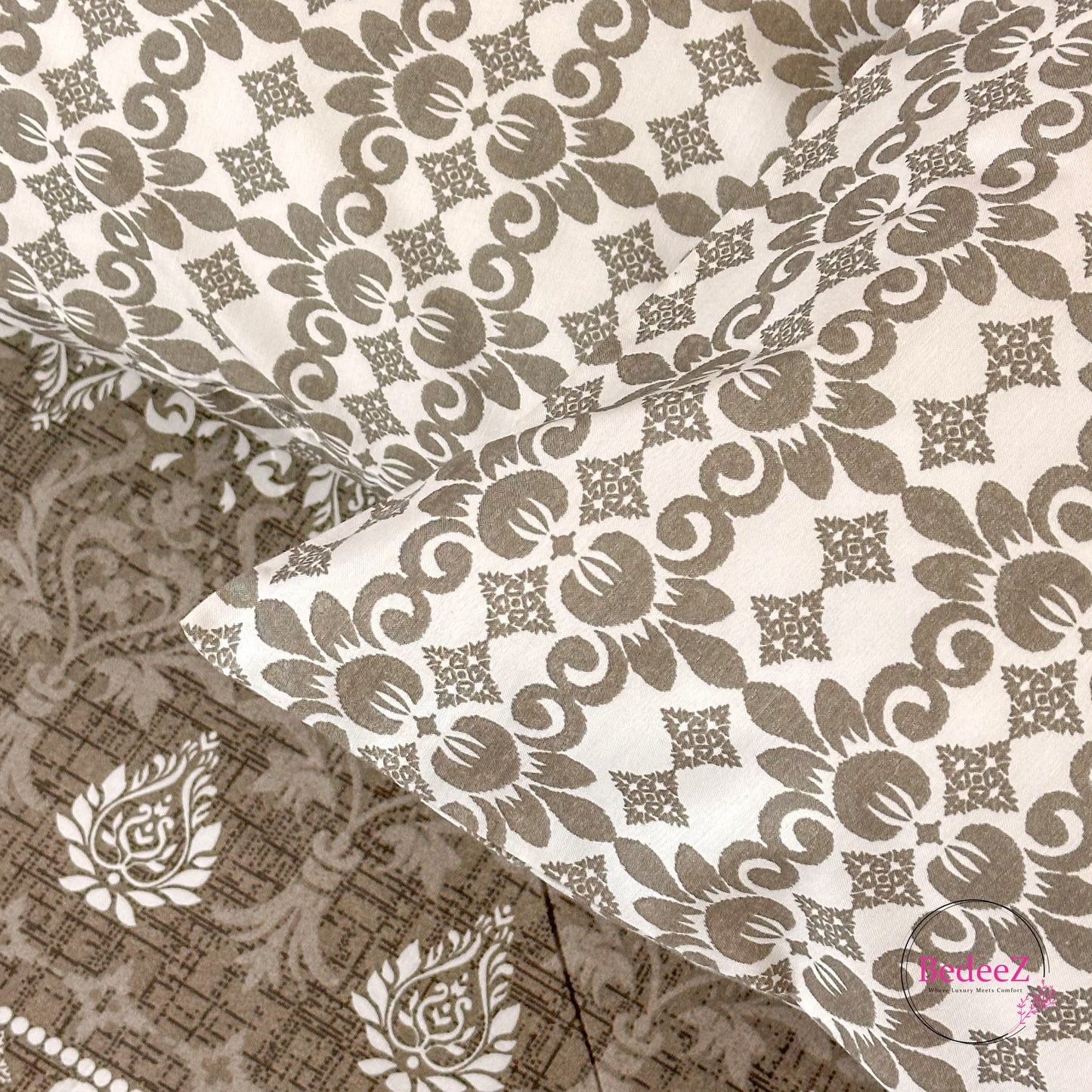 Slate Damask Luxe Cotton Double Bed Bedsheet