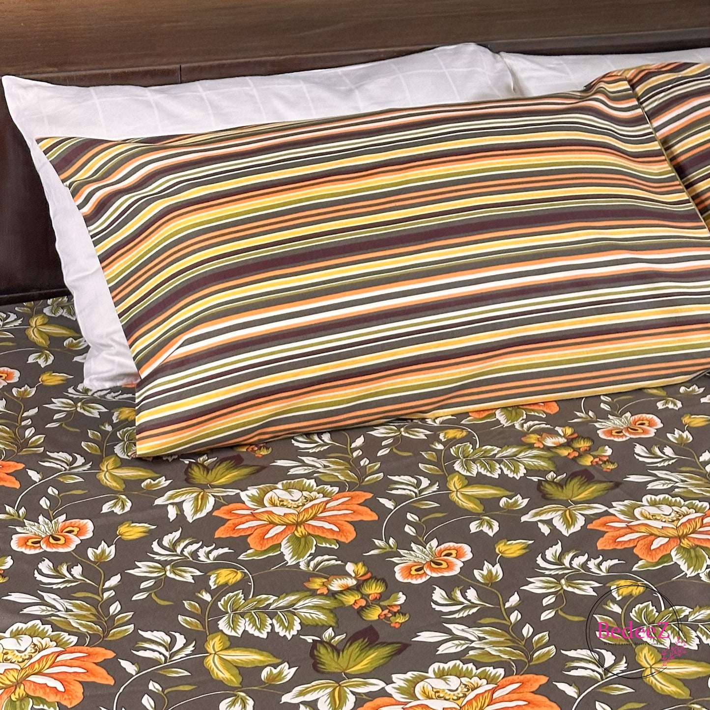 Sunset Botanical Cotton Double Bed Bedsheet