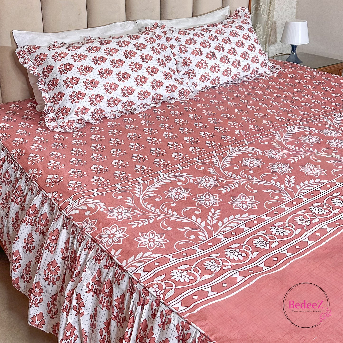 Terracotta Garden Cotton Frill Bedsheet
