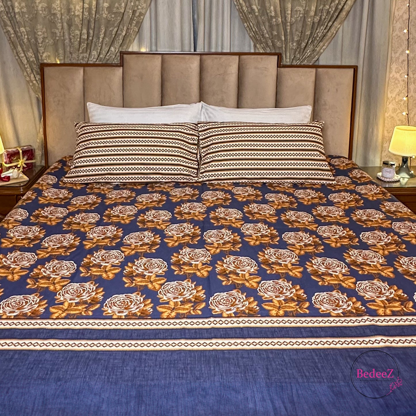 Midnight Floral Double Bedsheet